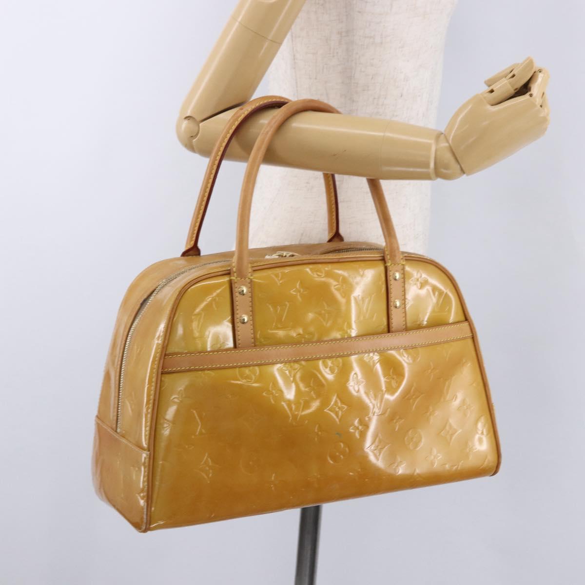 LOUIS VUITTON Monogram Vernis Tompkins Square Hand Bag Beige M91149 Auth gh2233