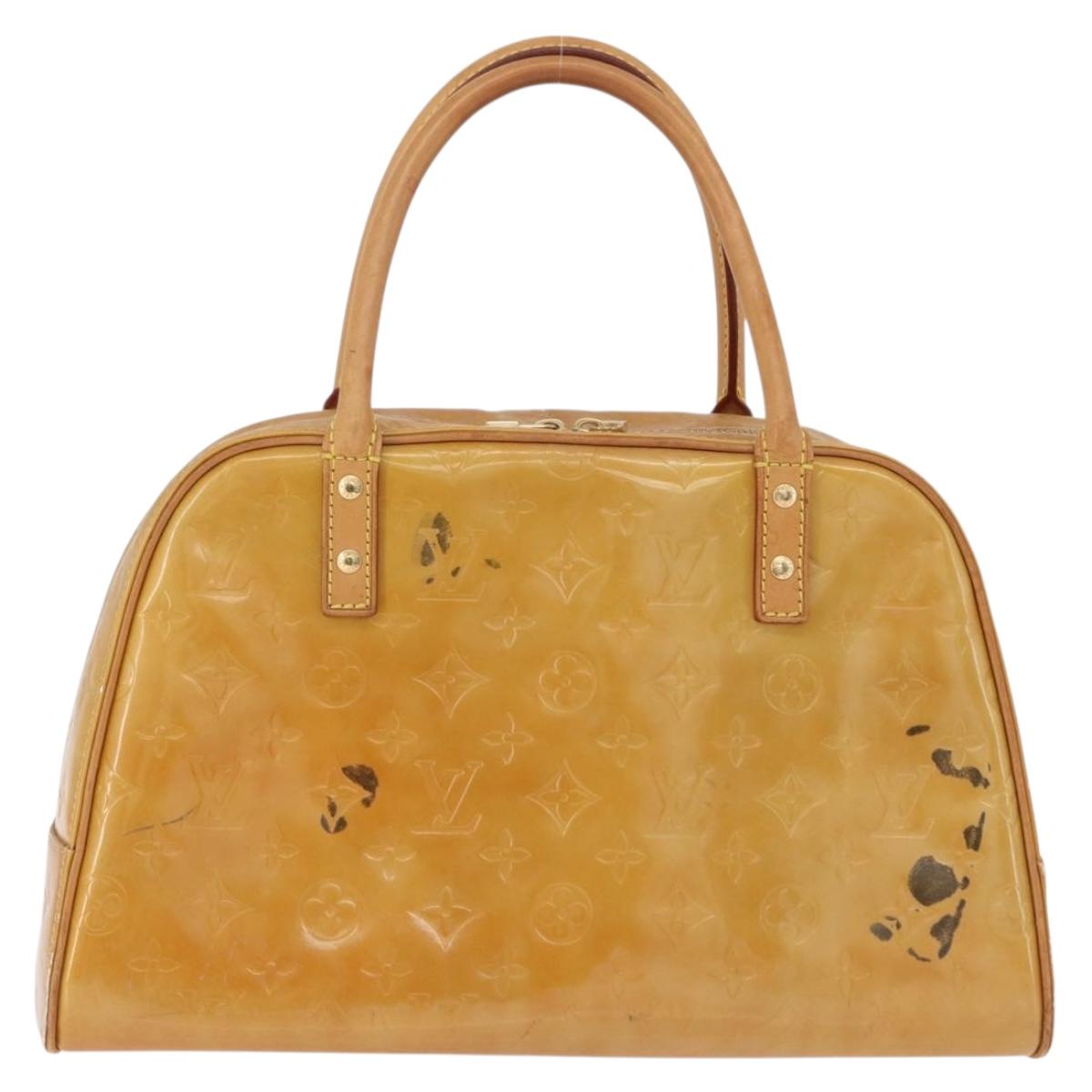 LOUIS VUITTON Monogram Vernis Tompkins Square Hand Bag Beige M91149 Auth gh2233