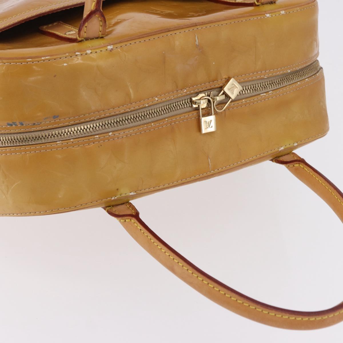 LOUIS VUITTON Monogram Vernis Tompkins Square Hand Bag Beige M91149 Auth gh2233