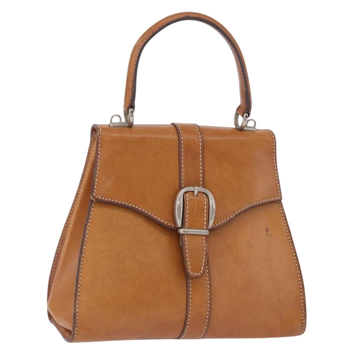 GUCCI Hand Bag Leather Beige Silver 000 1793 0286 Auth gh2234
