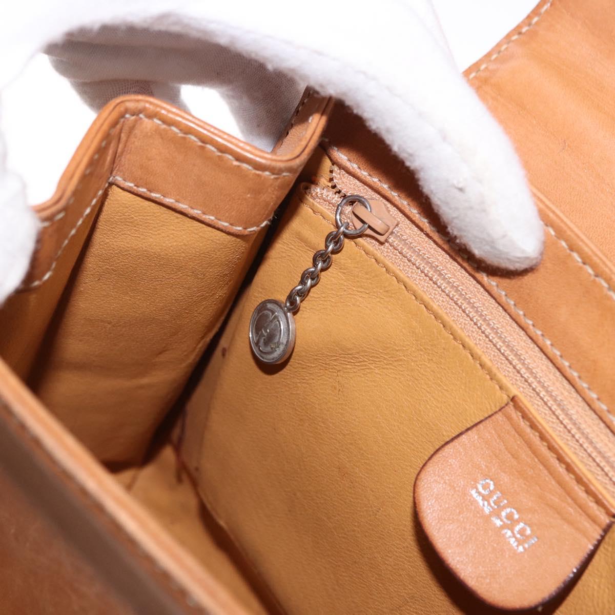 GUCCI Hand Bag Leather Beige Silver 000 1793 0286 Auth gh2234