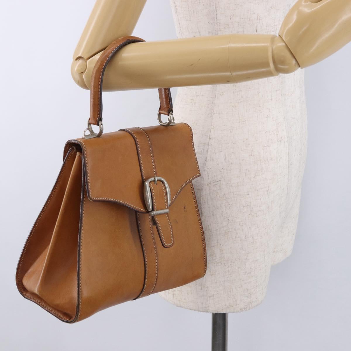 GUCCI Hand Bag Leather Beige Silver 000 1793 0286 Auth gh2234