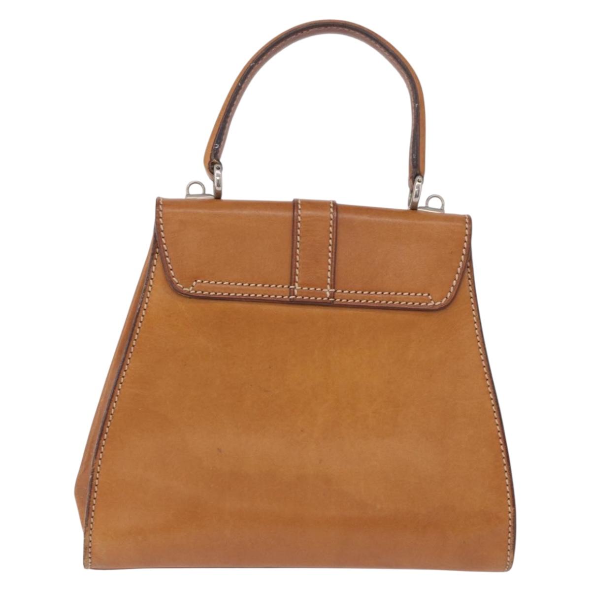 GUCCI Hand Bag Leather Beige Silver 000 1793 0286 Auth gh2234