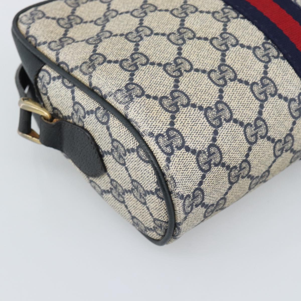 GUCCI GG Supreme Sherry Line Shoulder Bag PVC Navy Gold 72 001 3654 Auth gh2235