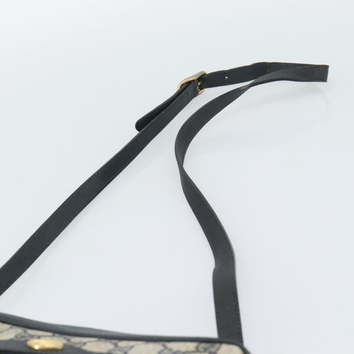 GUCCI GG Supreme Sherry Line Shoulder Bag PVC Navy Gold 72 001 3654 Auth gh2235