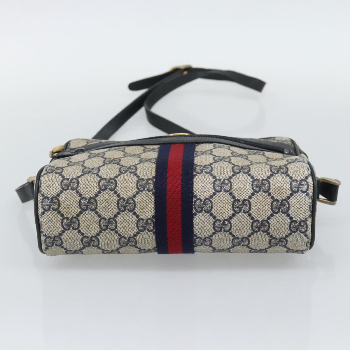 GUCCI GG Supreme Sherry Line Shoulder Bag PVC Navy Gold 72 001 3654 Auth gh2235