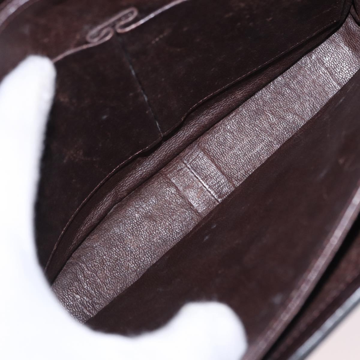 CELINE Shoulder Bag Leather Dark Brown Gold Tone Auth gh2239