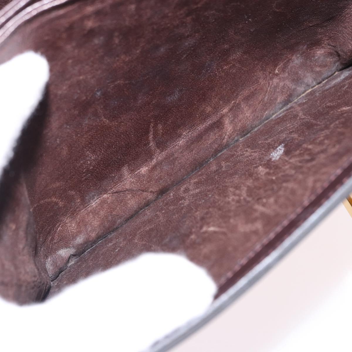 CELINE Shoulder Bag Leather Dark Brown Gold Tone Auth gh2239