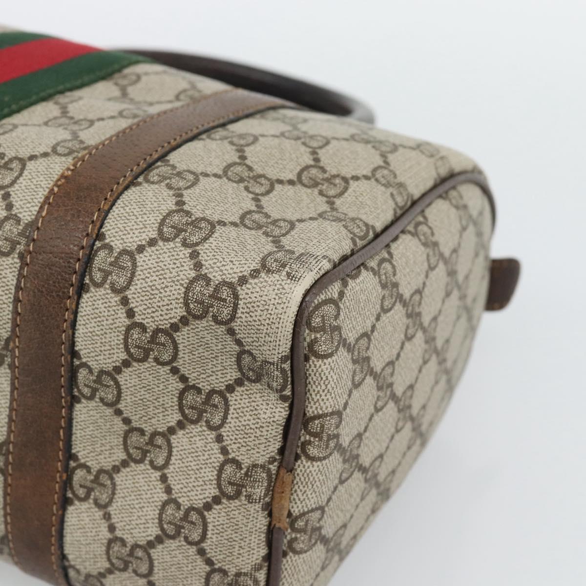 GUCCI GG Supreme Web Sherry Line Boston Bag PVC Beige 20 012 3841 Auth gh2240