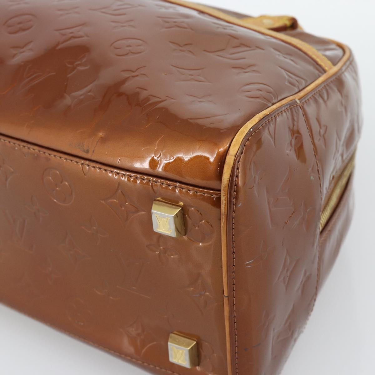 LOUIS VUITTON Monogram Vernis Tompkins Square Hand Bag Bronze M91103 Auth gh2241