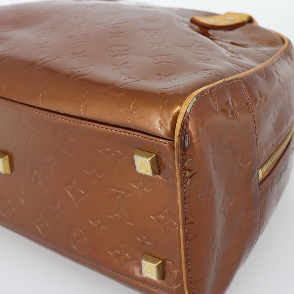 LOUIS VUITTON Monogram Vernis Tompkins Square Hand Bag Bronze M91103 Auth gh2241