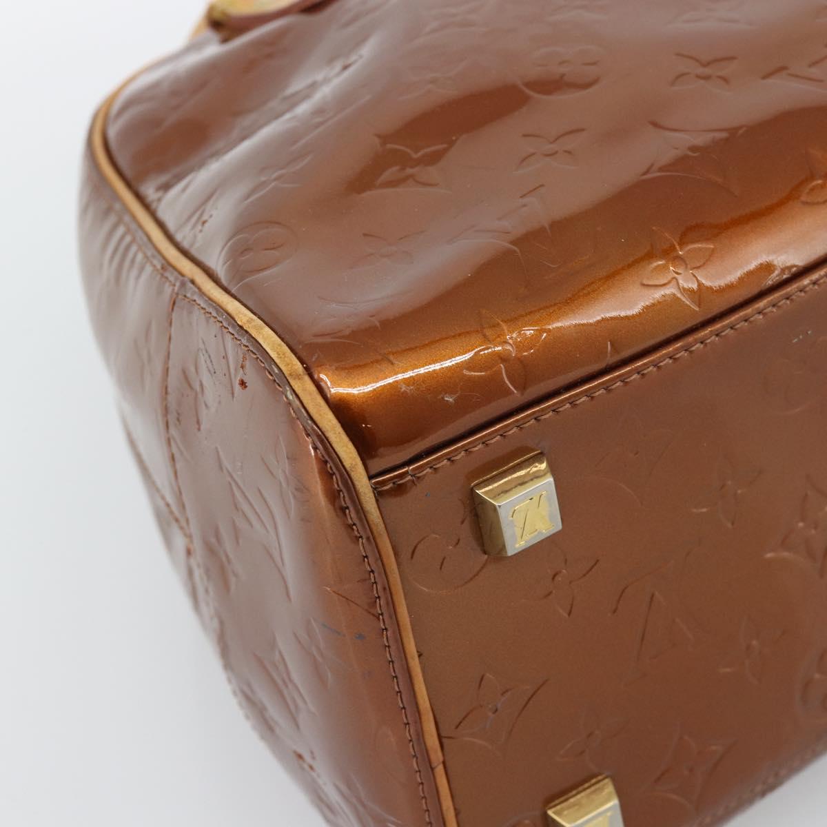 LOUIS VUITTON Monogram Vernis Tompkins Square Hand Bag Bronze M91103 Auth gh2241