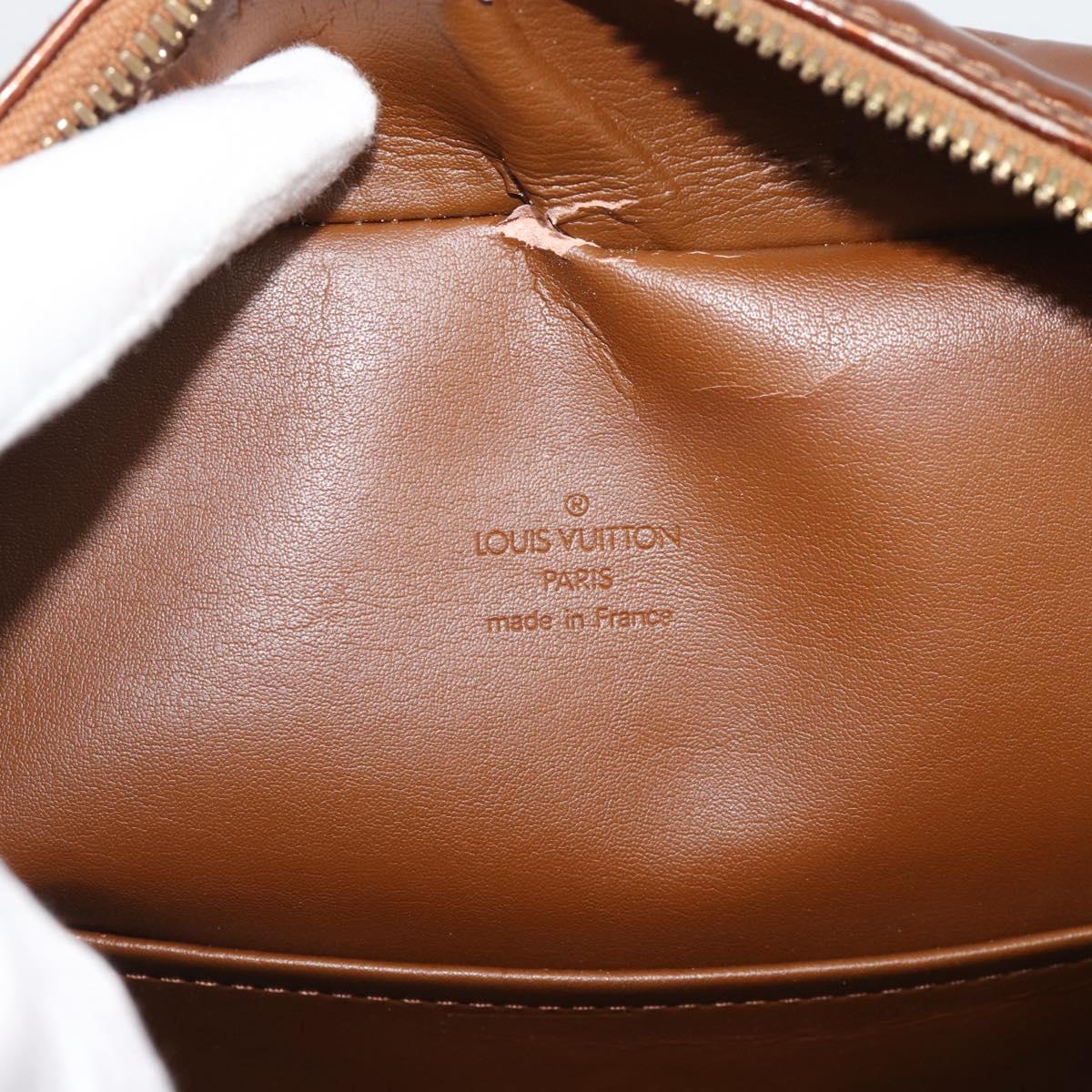 LOUIS VUITTON Monogram Vernis Tompkins Square Hand Bag Bronze M91103 Auth gh2241