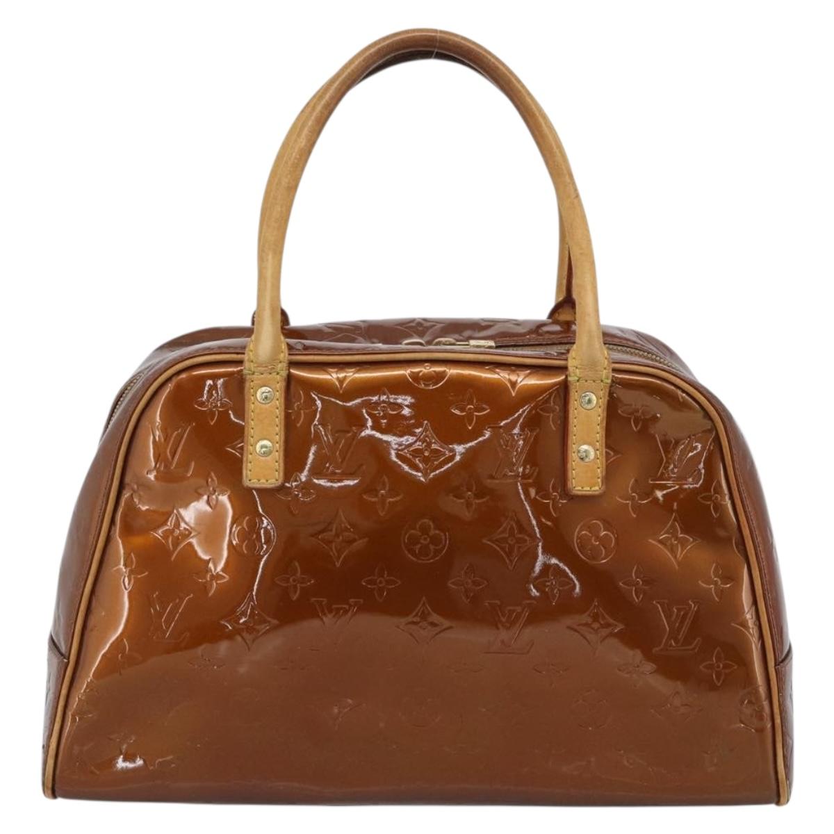LOUIS VUITTON Monogram Vernis Tompkins Square Hand Bag Bronze M91103 Auth gh2241