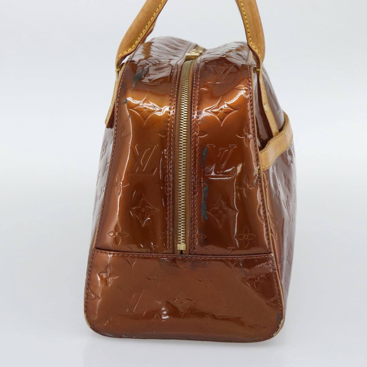 LOUIS VUITTON Monogram Vernis Tompkins Square Hand Bag Bronze M91103 Auth gh2241