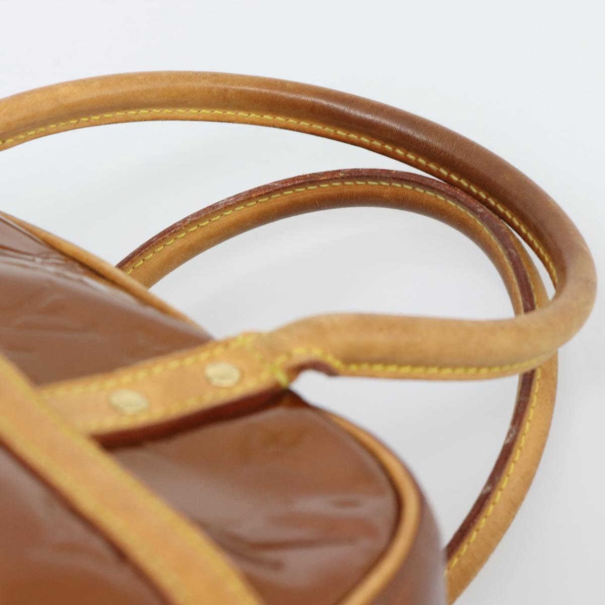 LOUIS VUITTON Monogram Vernis Tompkins Square Hand Bag Bronze M91103 Auth gh2241