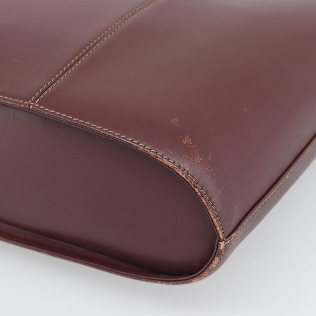 CARTIER Must Line Tote Bag Leather Bordeaux Gold Tone Auth gh2242