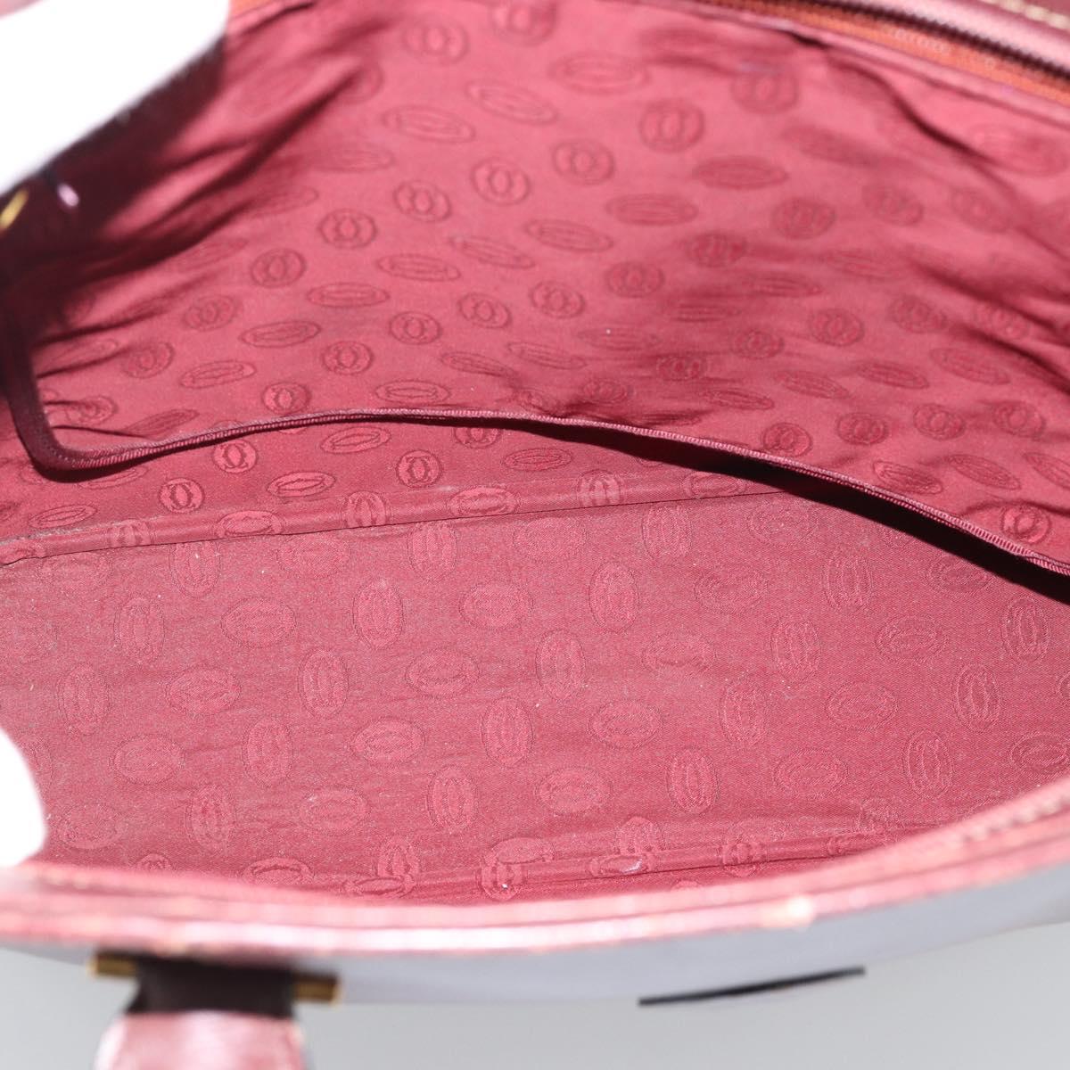 CARTIER Must Line Tote Bag Leather Bordeaux Gold Tone Auth gh2242