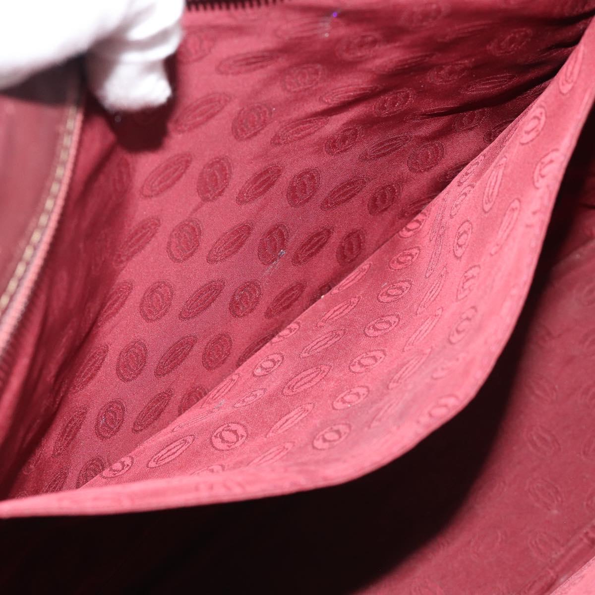 CARTIER Must Line Tote Bag Leather Bordeaux Gold Tone Auth gh2242