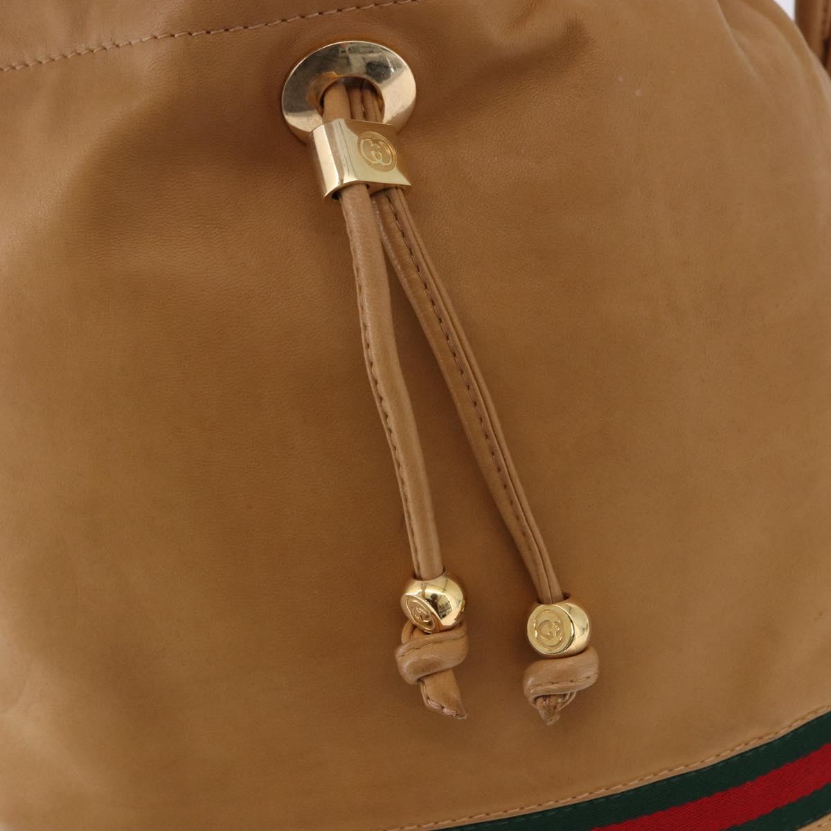 GUCCI Web Sherry Line Shoulder Bag Leather Brown Gold 001 056 0171 Auth gh2243A