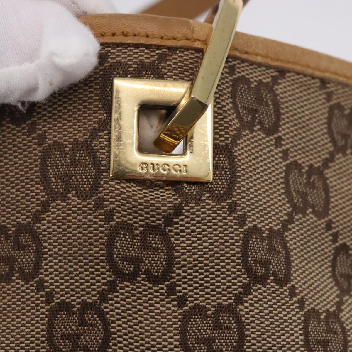 GUCCI GG Canvas Tote Bag Beige Gold Tone 002 1098 Auth gh2244