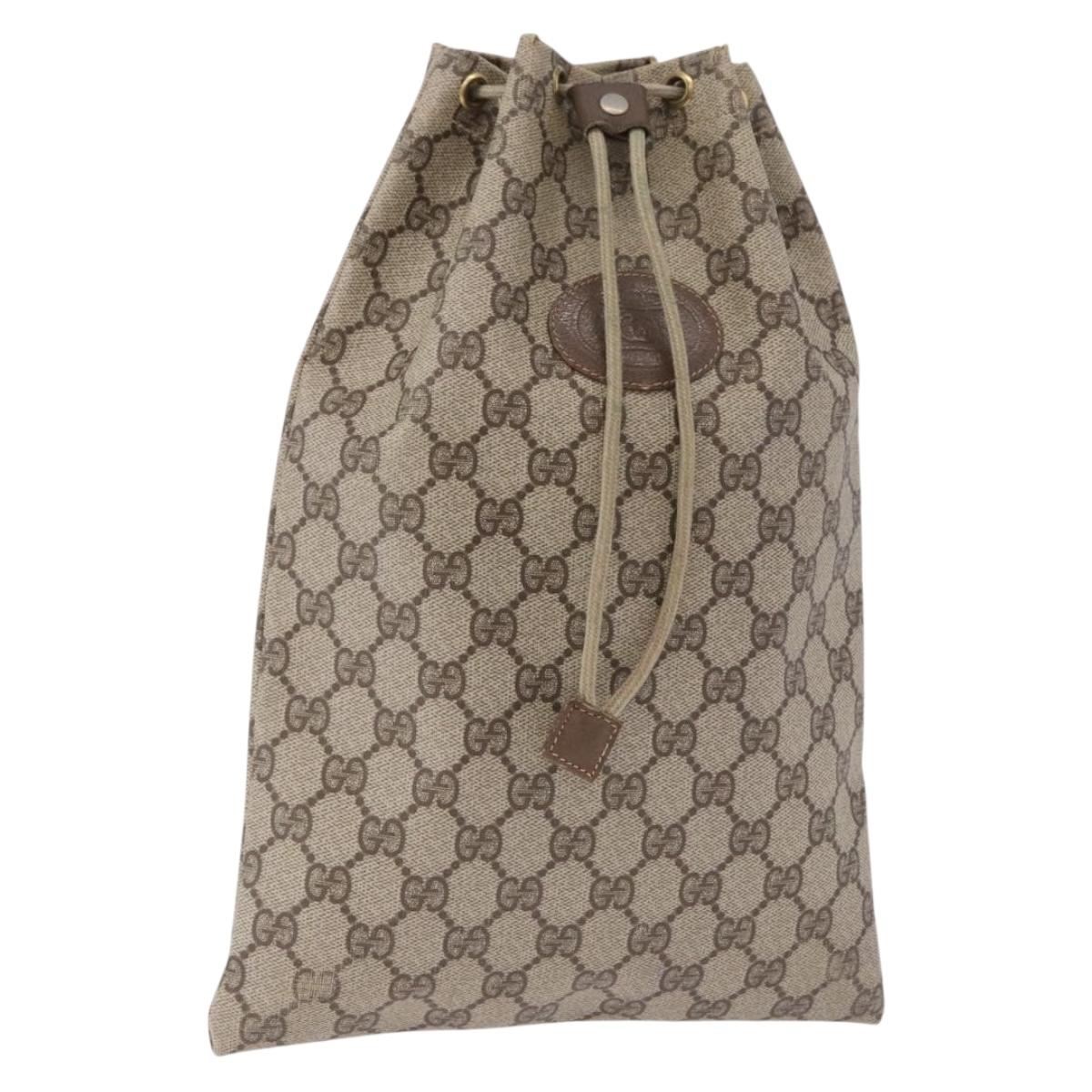 GUCCI GG Supreme Purse Pouch PVC Leather Beige Gold Tone 97 19 303 Auth gh2245