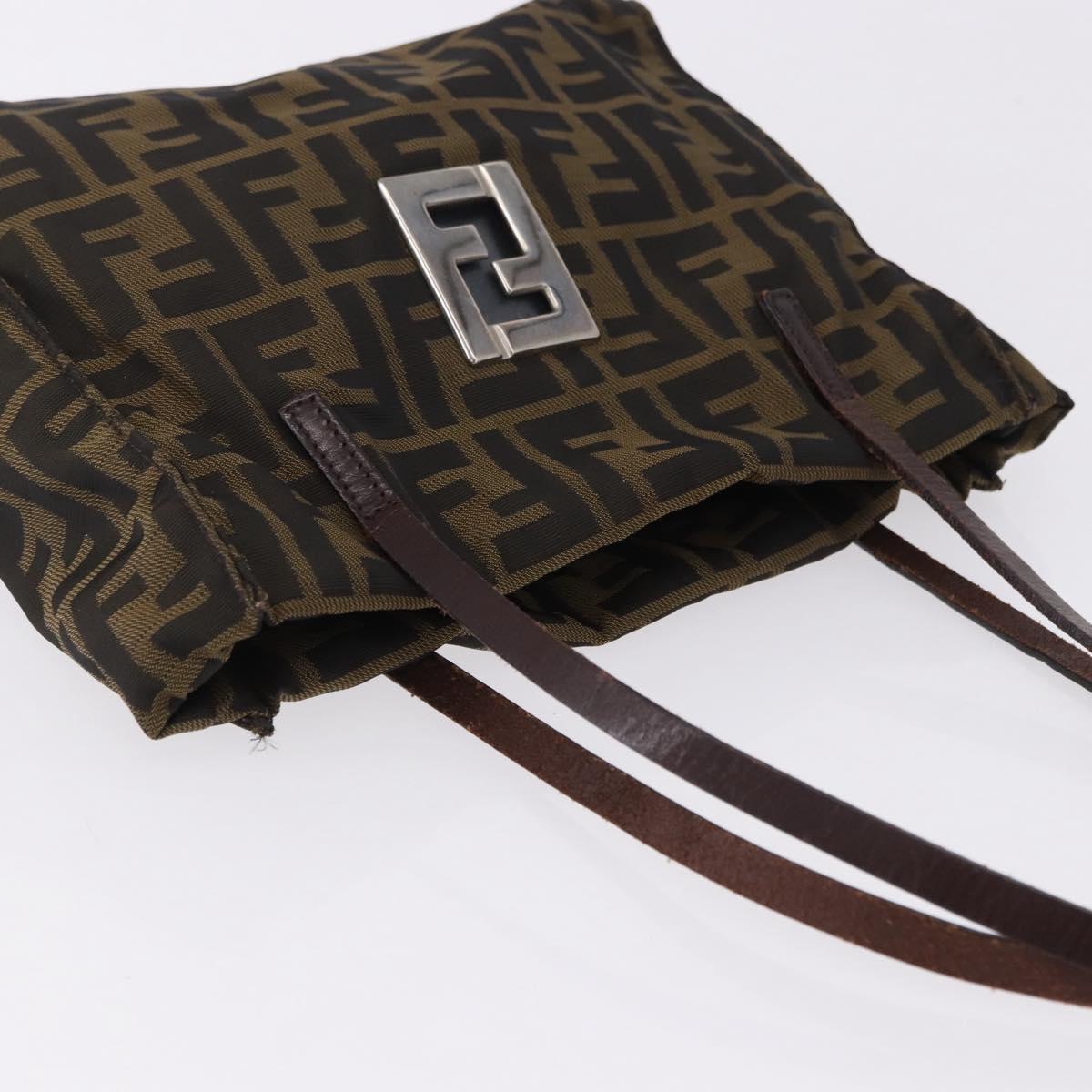 FENDI Zucca Canvas Tote Bag Black Brown Auth gh2249
