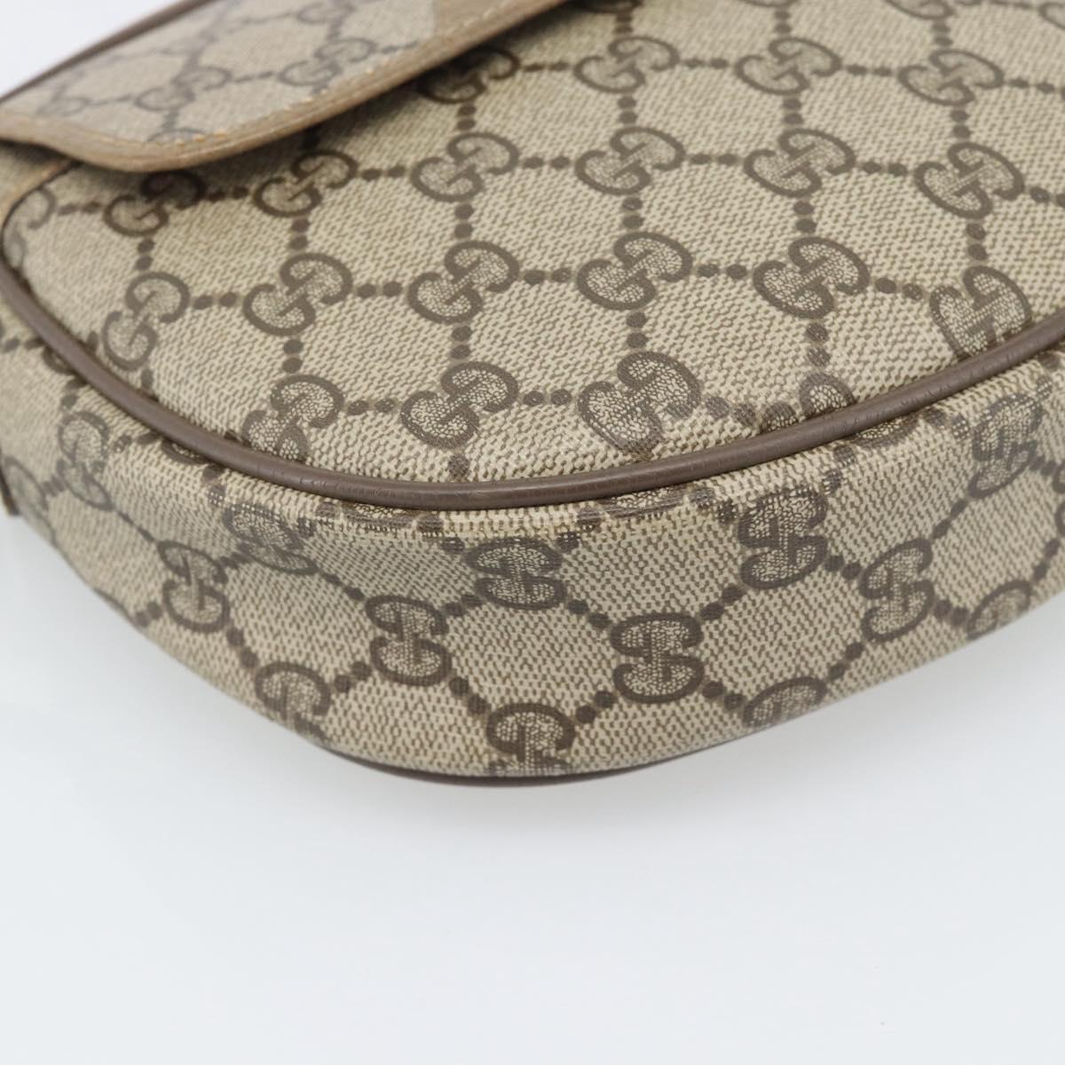 GUCCI GG Supreme Shoulder Bag PVC Leather Beige Gold Tone 56 02 600 Auth gh2251