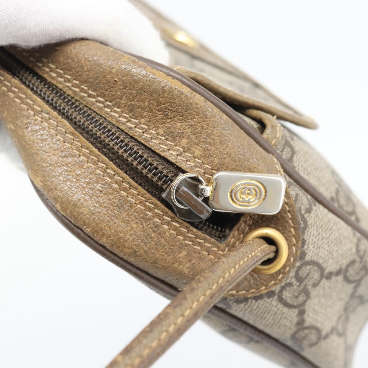 GUCCI GG Supreme Shoulder Bag PVC Leather Beige Gold Tone 56 02 600 Auth gh2251