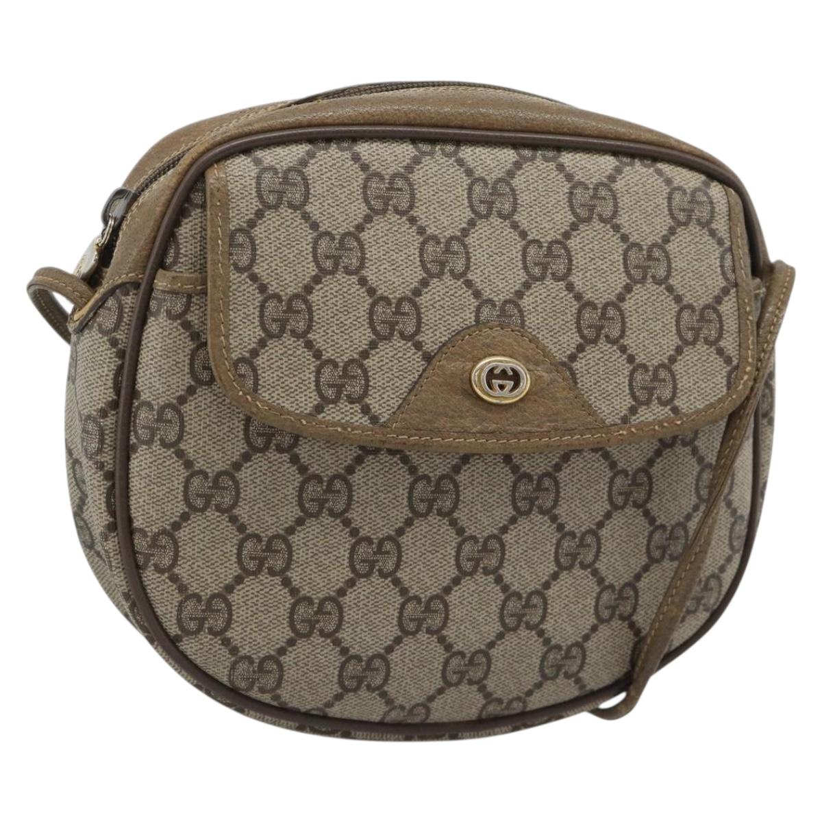 GUCCI GG Supreme Shoulder Bag PVC Leather Beige Gold Tone 56 02 600 Auth gh2251