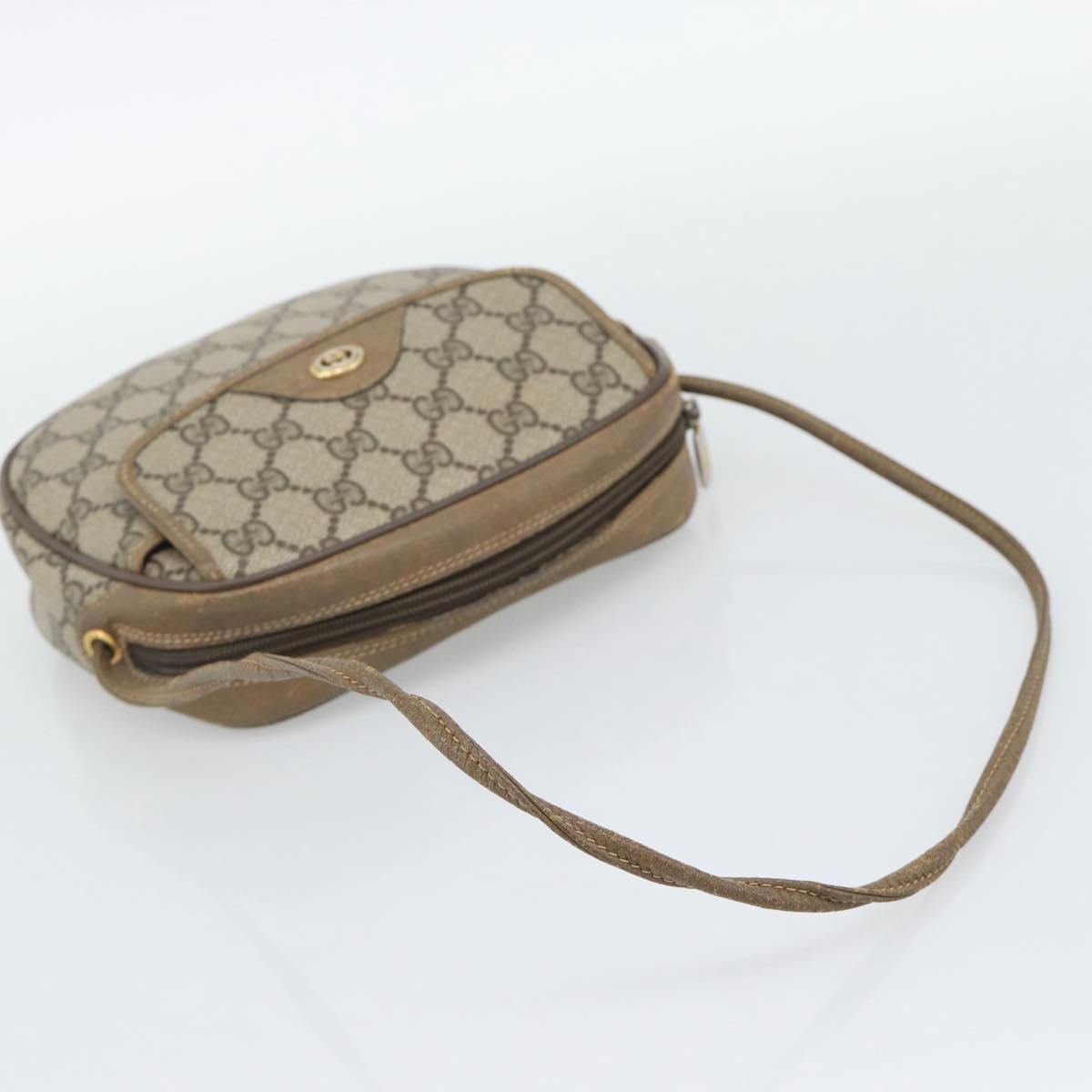 GUCCI GG Supreme Shoulder Bag PVC Leather Beige Gold Tone 56 02 600 Auth gh2251