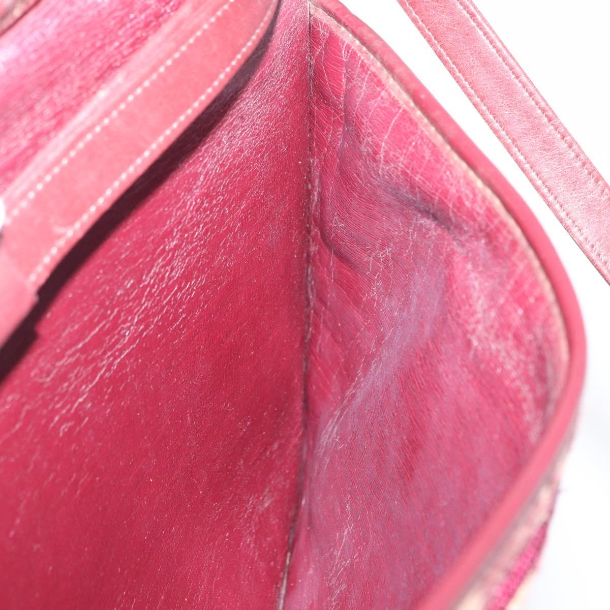Christian Dior Trotter Canvas Shoulder Bag Red Gold Tone Auth gh2252