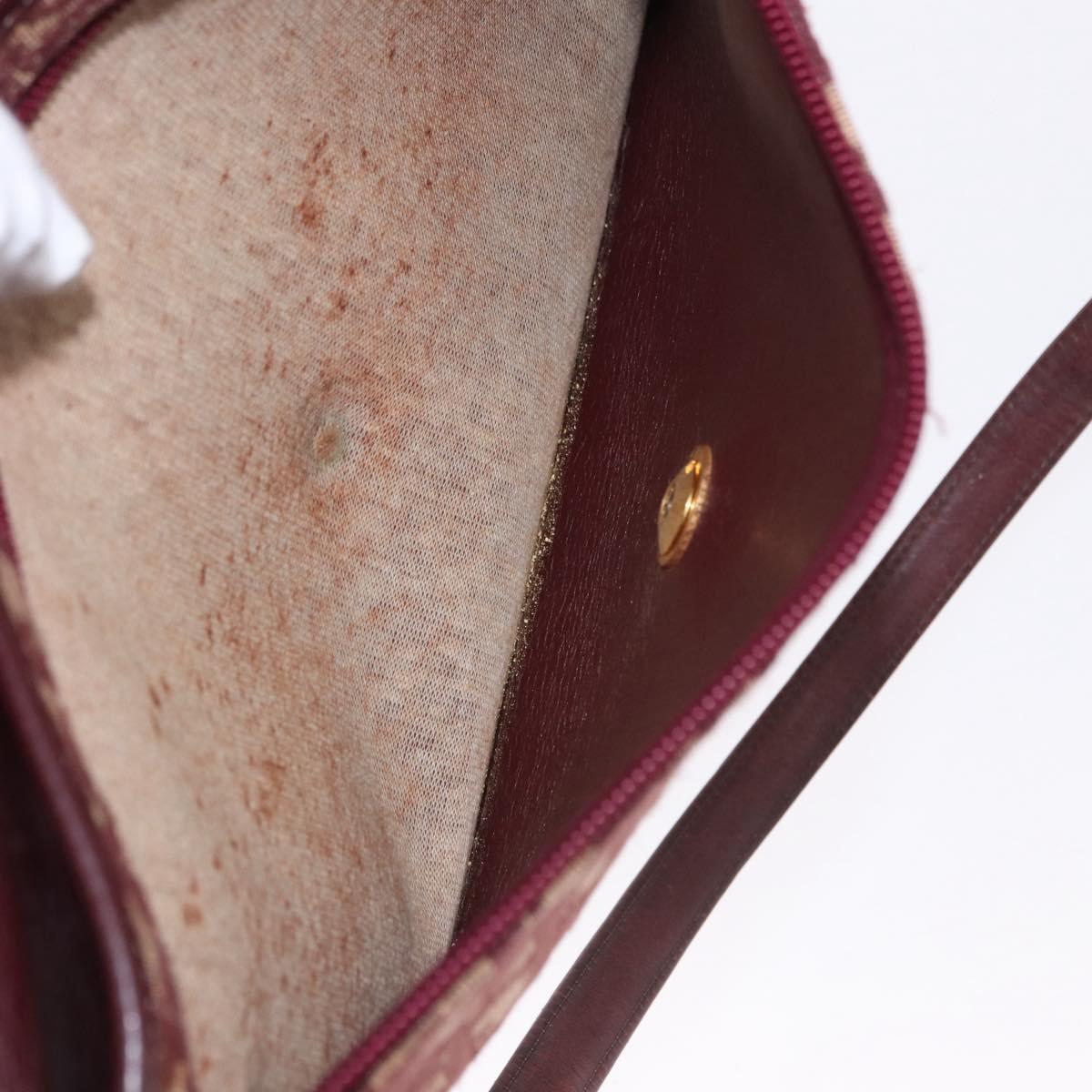 Christian Dior Trotter Canvas Shoulder Bag Red Gold Tone Auth gh2252