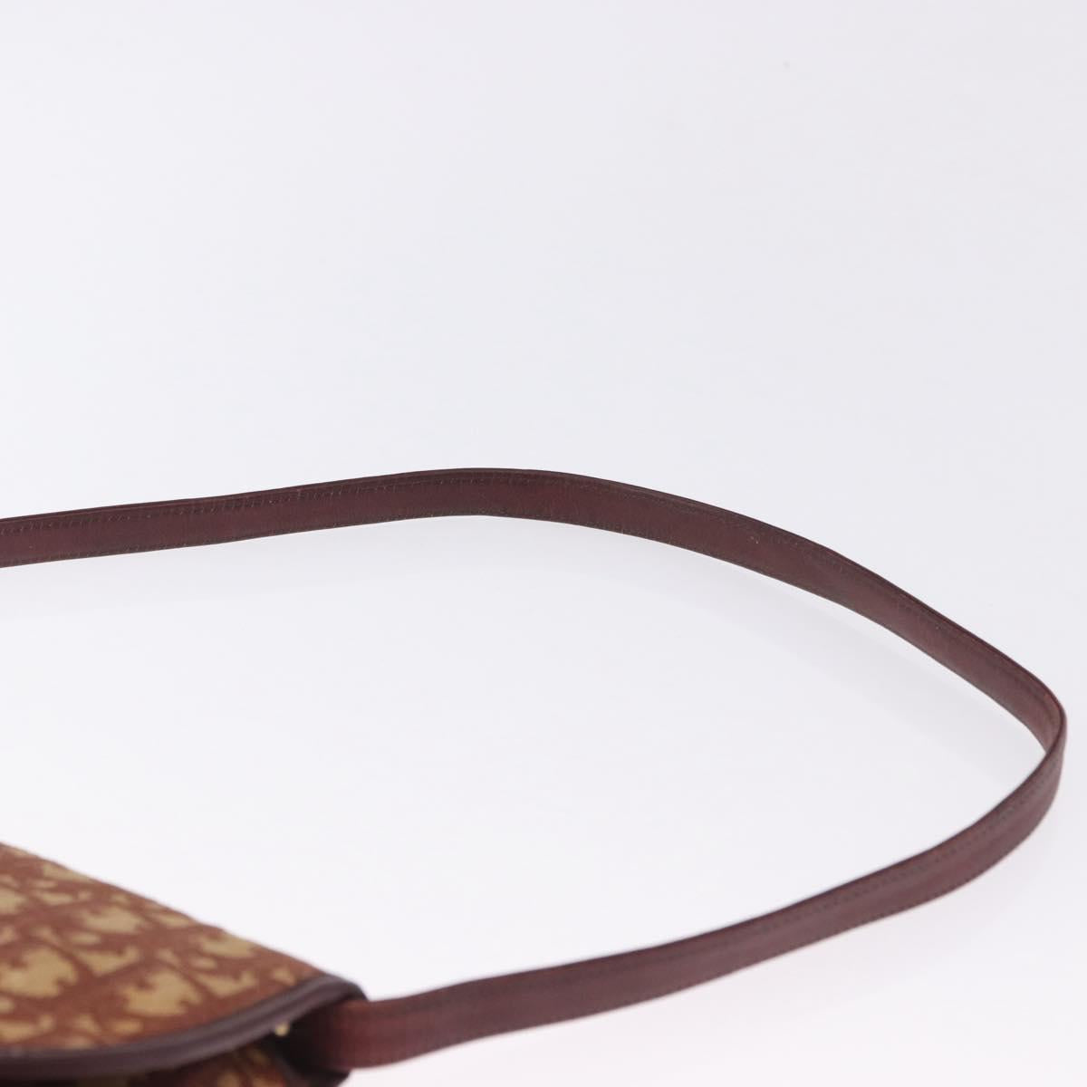Christian Dior Trotter Canvas Shoulder Bag Red Gold Tone Auth gh2252