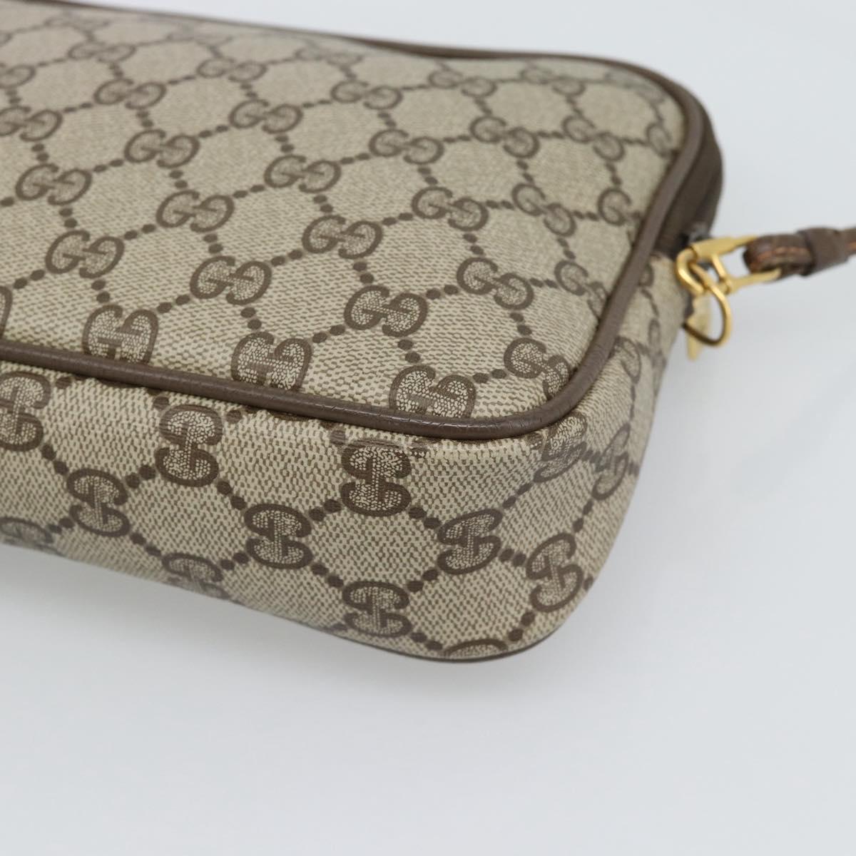 GUCCI GG Supreme Shoulder Bag PVC Leather Beige Gold Tone 97 02 068 Auth gh2253