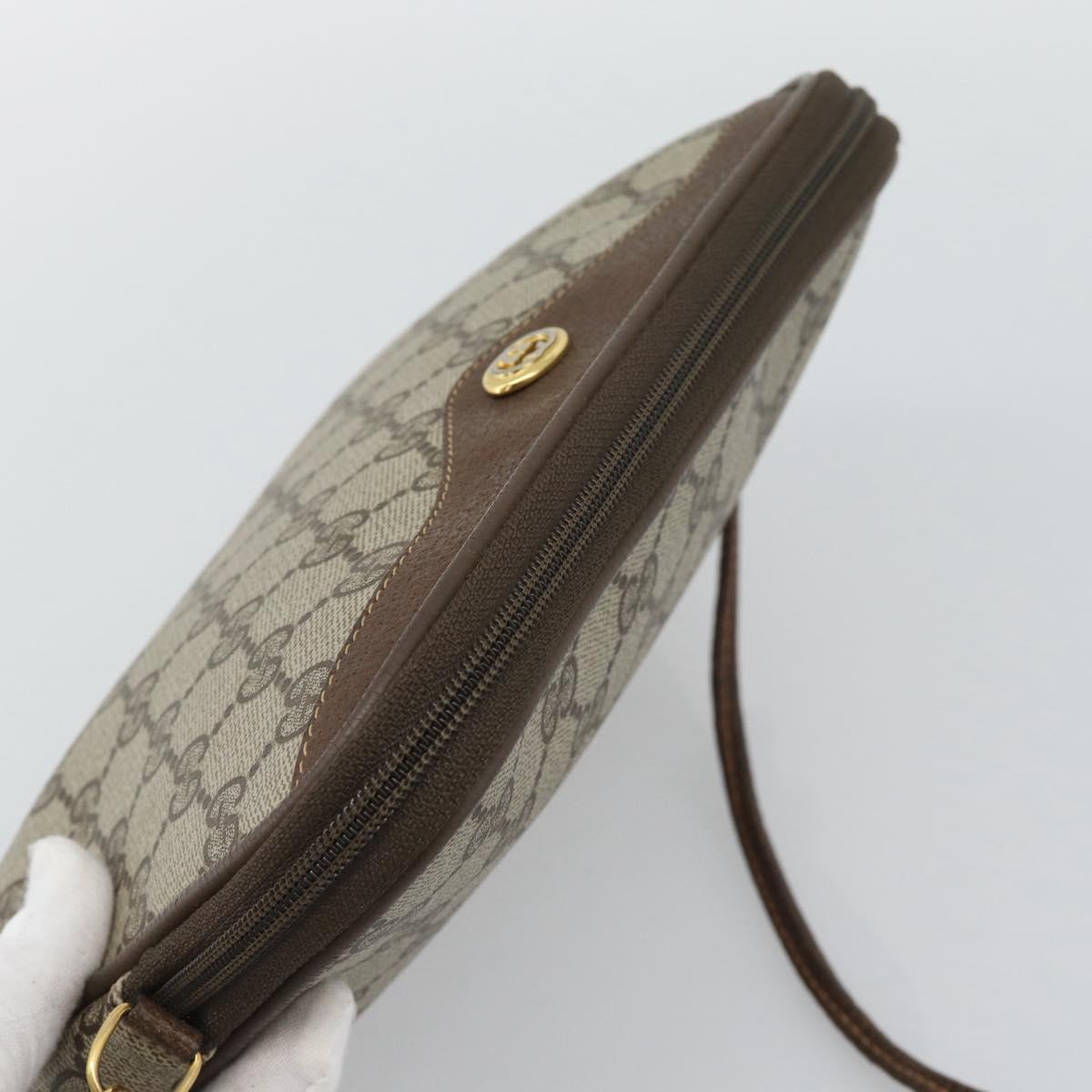 GUCCI GG Supreme Shoulder Bag PVC Leather Beige Gold Tone 97 02 068 Auth gh2253