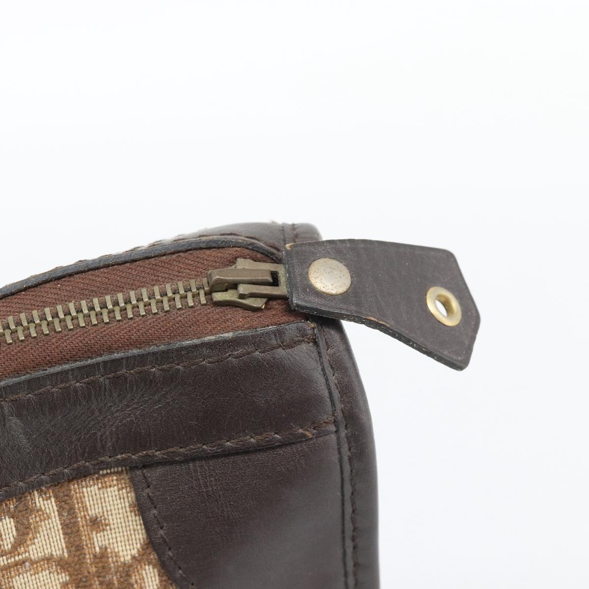 Christian Dior Trotter Canvas Boston Bag Beige Gold Tone Auth gh2254