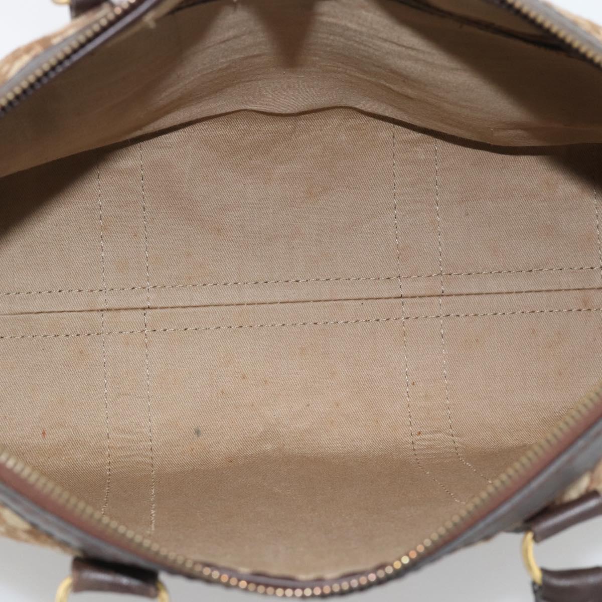 Christian Dior Trotter Canvas Boston Bag Beige Gold Tone Auth gh2254