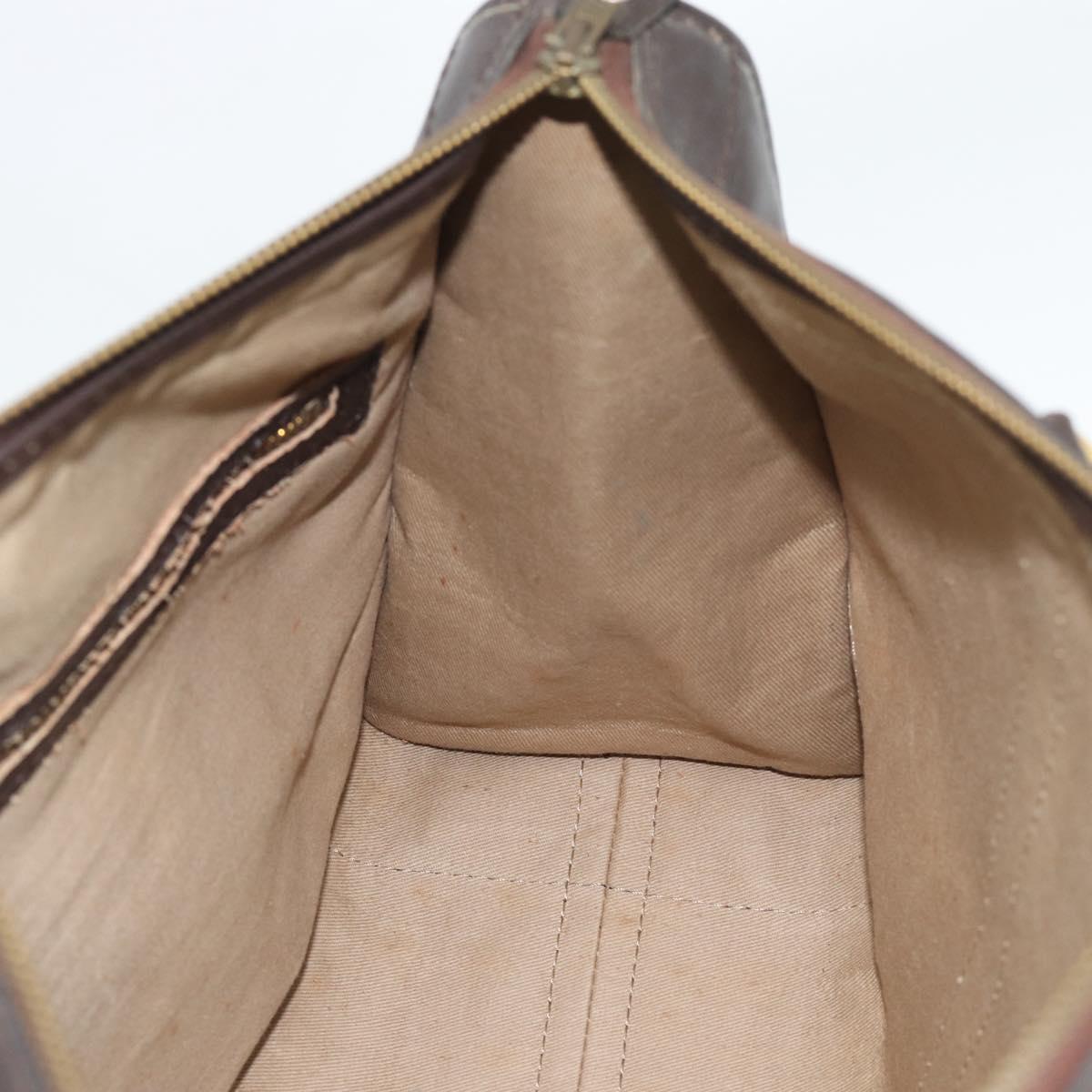 Christian Dior Trotter Canvas Boston Bag Beige Gold Tone Auth gh2254