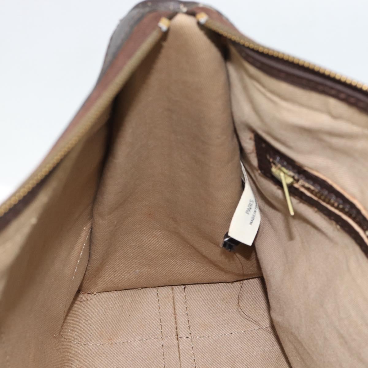 Christian Dior Trotter Canvas Boston Bag Beige Gold Tone Auth gh2254