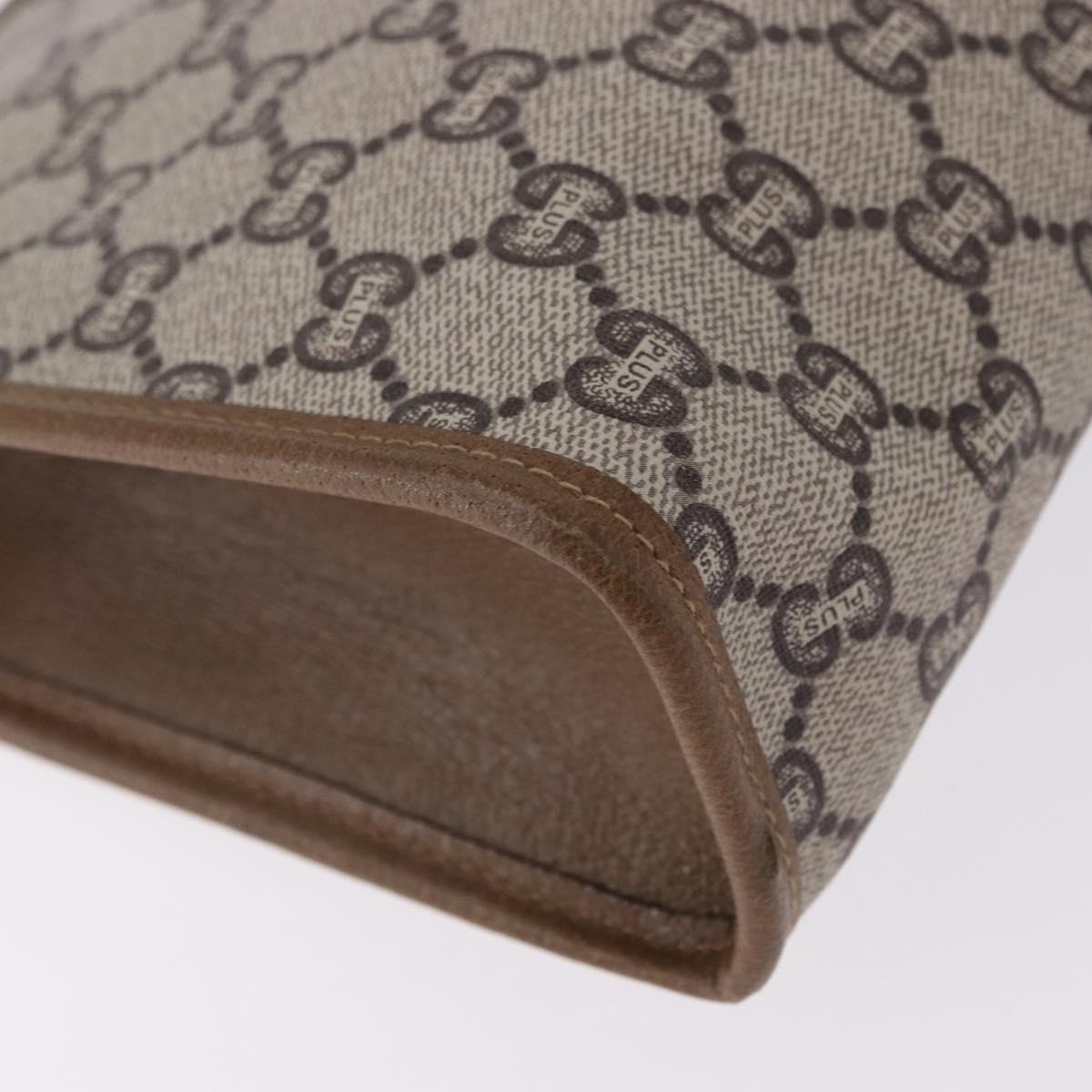 GUCCI GUCCI Plus Clutch Bag PVC Leather Beige Gold Tone Auth gh2255