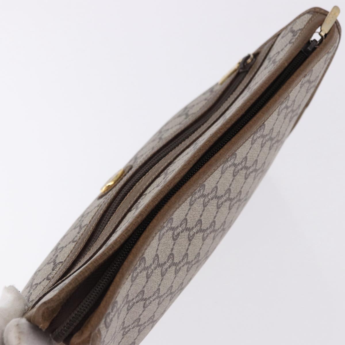 GUCCI GUCCI Plus Clutch Bag PVC Leather Beige Gold Tone Auth gh2255