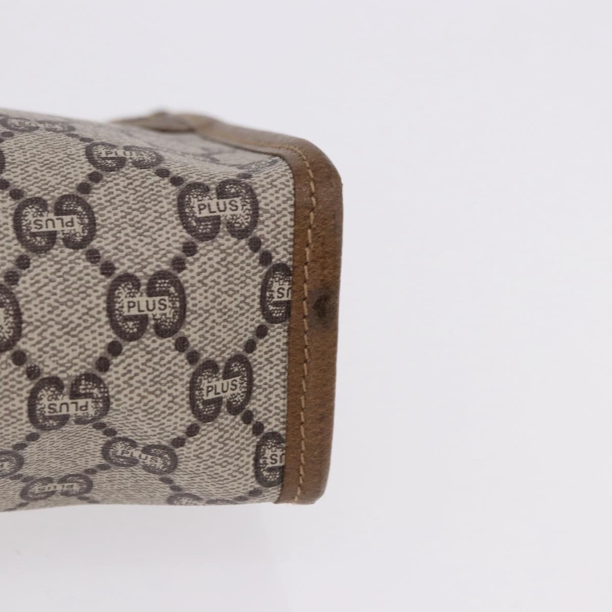 GUCCI GUCCI Plus Clutch Bag PVC Leather Beige Gold Tone Auth gh2255