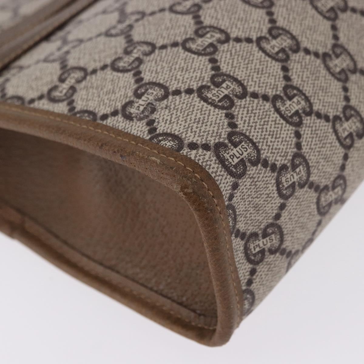 GUCCI GUCCI Plus Clutch Bag PVC Leather Beige Gold Tone Auth gh2255