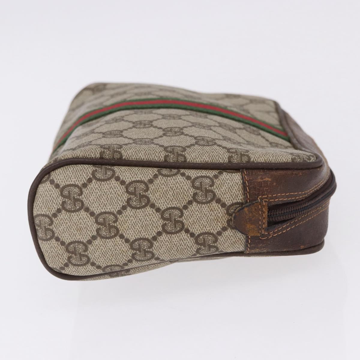 GUCCI GG Supreme Web Sherry Line Clutch Bag PVC Beige 63 014 3553 Auth gh2257