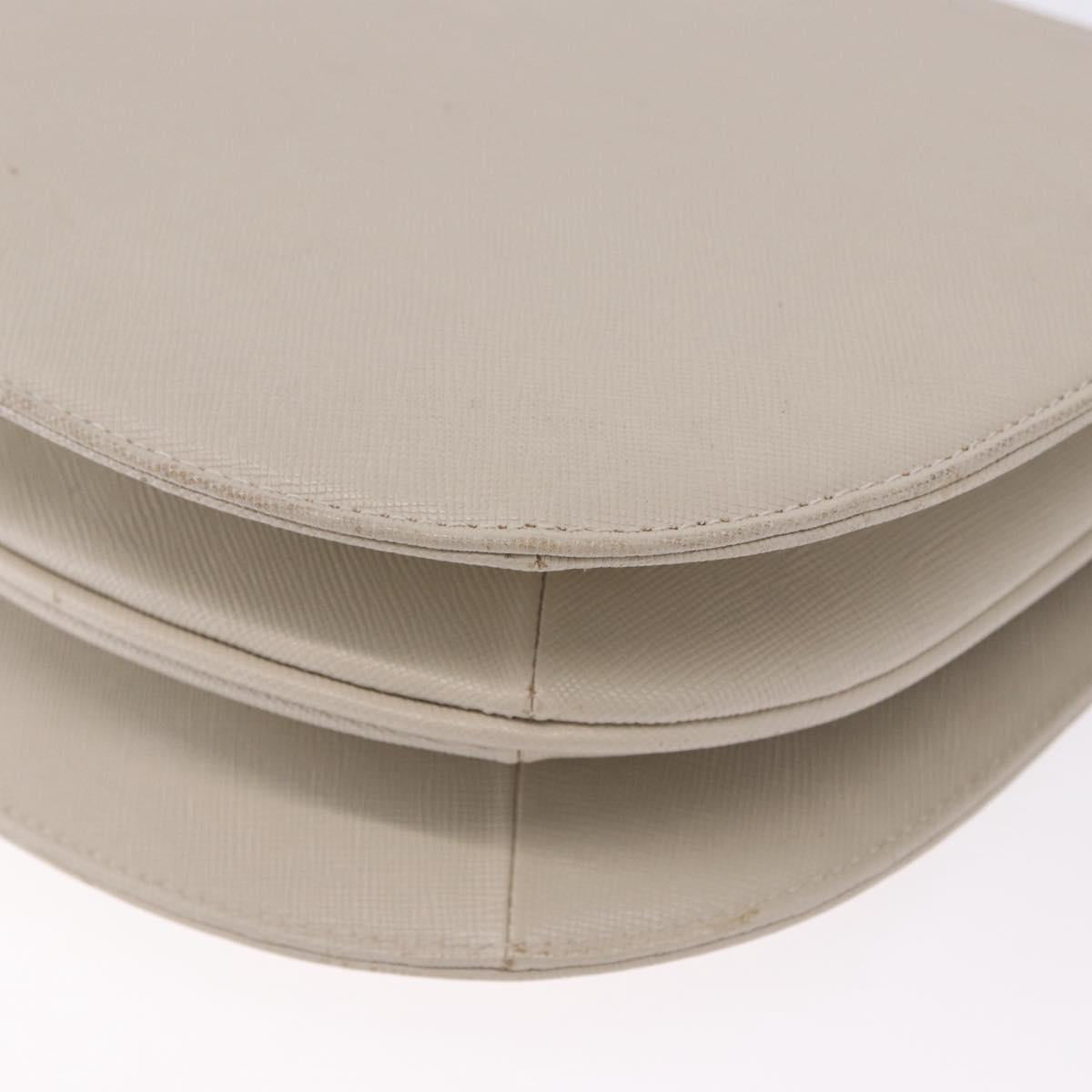 SAINT LAURENT Shoulder Bag Leather Beige Gold Tone Auth gh2258