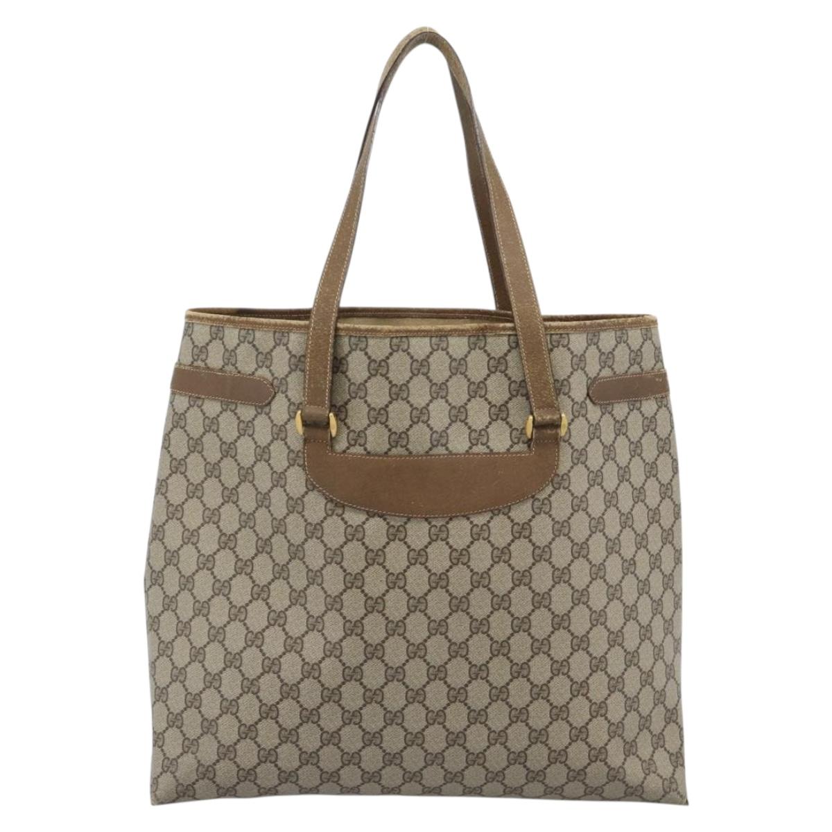 GUCCI GG Supreme Tote Bag PVC Leather Beige Gold Tone 39 02 061 Auth gh2260