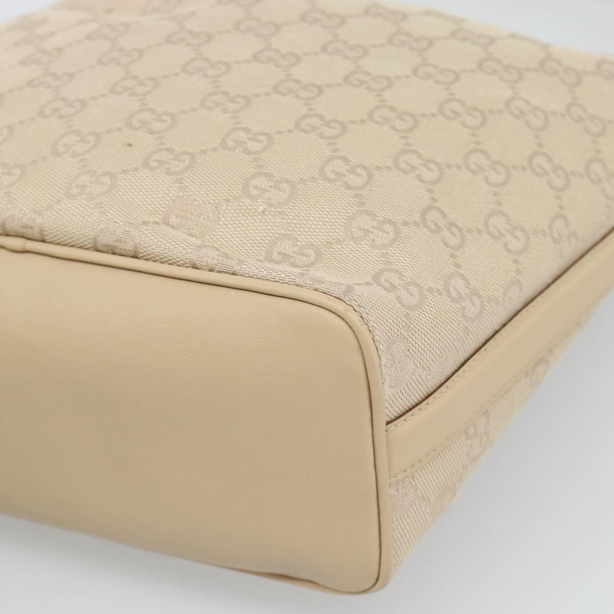 GUCCI GG Canvas Hand Bag Beige Gold Tone 73885 Auth gh2261A