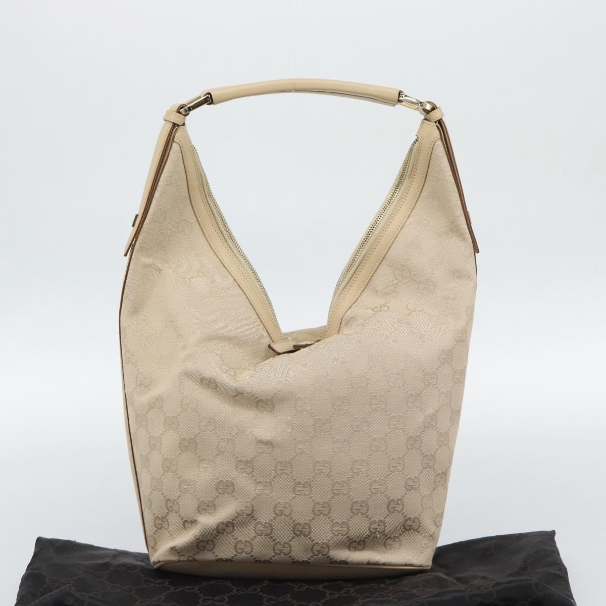 GUCCI GG Canvas Hand Bag Beige Gold Tone 73885 Auth gh2261A
