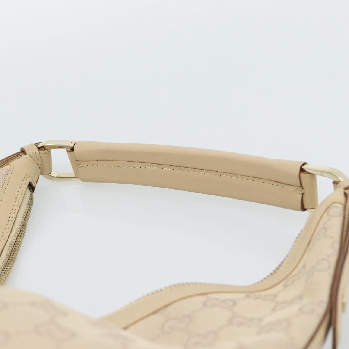 GUCCI GG Canvas Hand Bag Beige Gold Tone 73885 Auth gh2261A